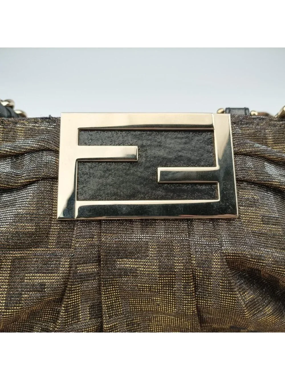 Fendi Mia Gold Fabric Shoulder Bag